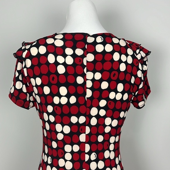Sere Nade Red Black Dots Ruffle Flounce Short Sleeved Retro Pop Art Dress Sz S - Picture 4 of 12